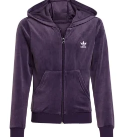 Cardigan - Velour - Aurora Plum/Hvid|adidas Originals Outlet