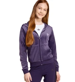 Cardigan - Velour - Aurora Plum/Hvid|adidas Originals Outlet