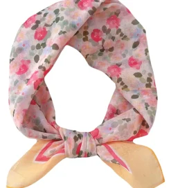 Tørklæde - Lilo - 57x58 cm - Gul/Rosa Blomster|By Stær Sale