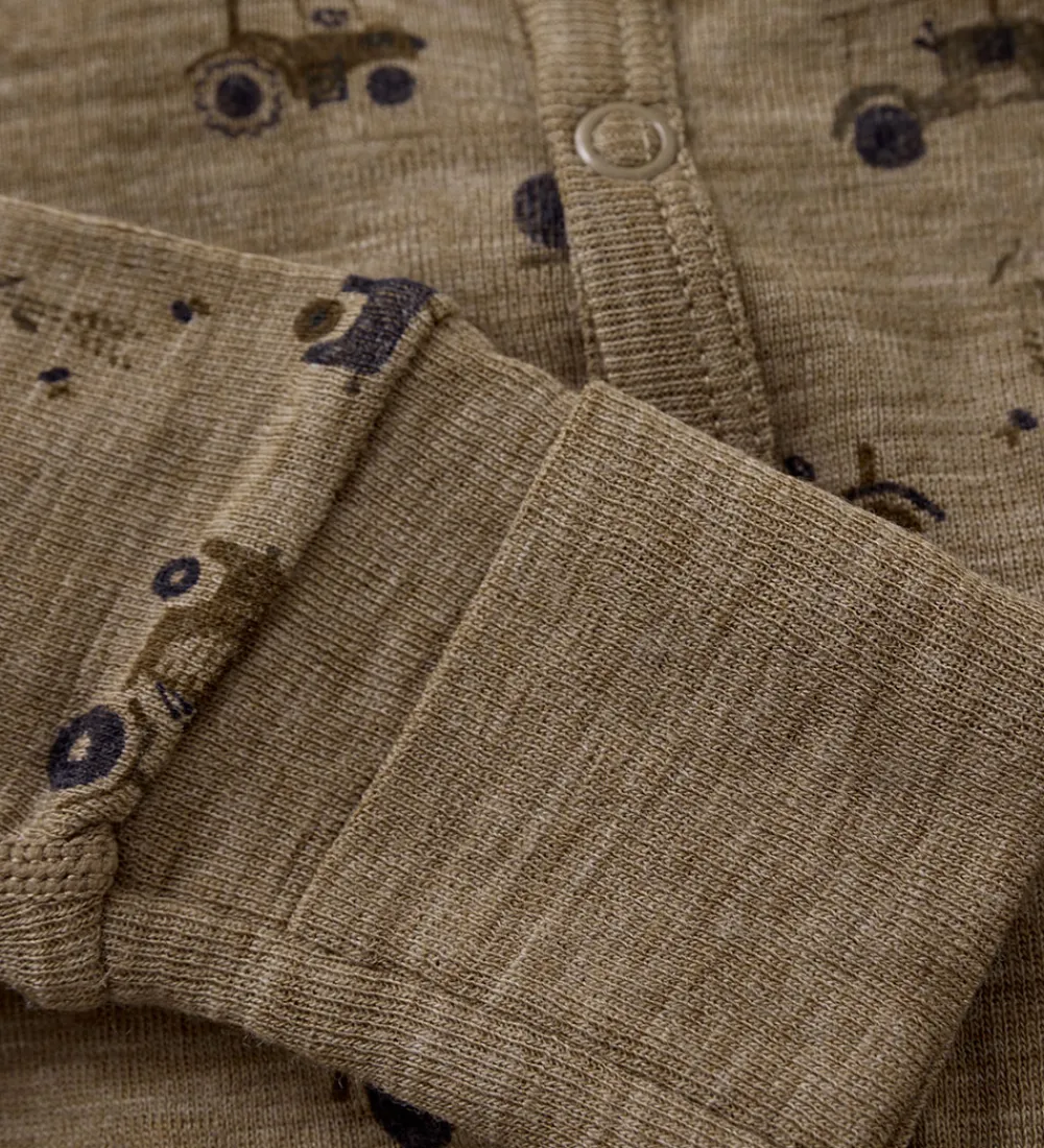 CaLaVi Heldragt - Uld - Cocoa Creme m. Traktorer|CeLaVi Discount