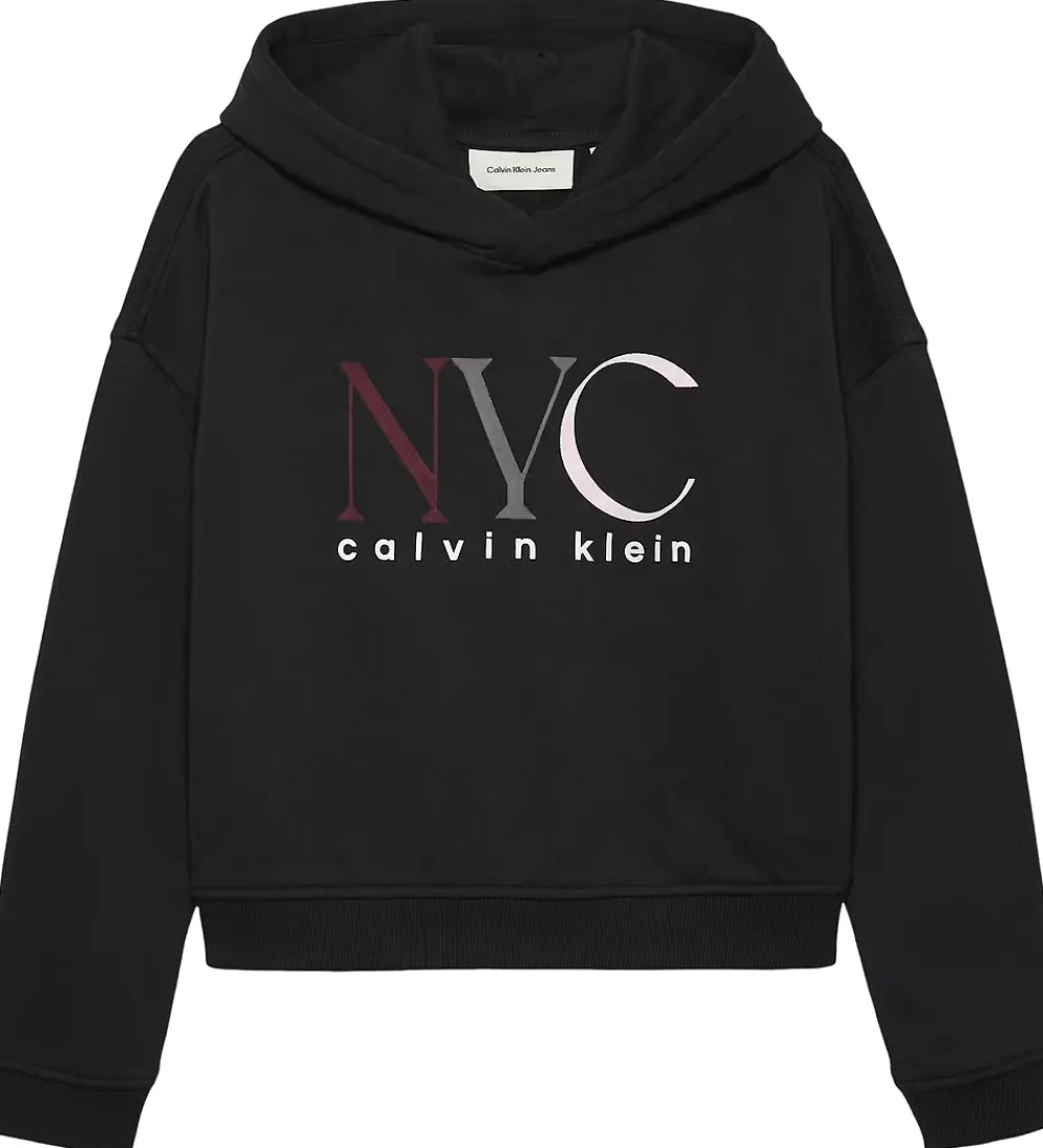 Hættetrøje - Cropped - NYC Graphic - CK Black|Calvin Klein Discount