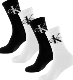 Strømper - 4-pak - Sort/Hvid m. Logo|Calvin Klein Discount