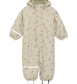 Regndragt m. Fleece - PU - White Pepper m. Print|CeLaVi Sale