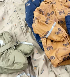 Regndragt m. Fleece - PU - White Pepper m. Print|CeLaVi Sale