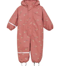 Regndragt m. Fleece - PU - Brick Dust m. Print|CeLaVi