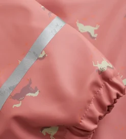 Regndragt m. Fleece - PU - Brick Dust m. Print|CeLaVi