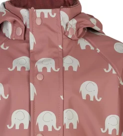 Regntøj m. Seler - PU - Burlwood m. Elefanter|CeLaVi Best