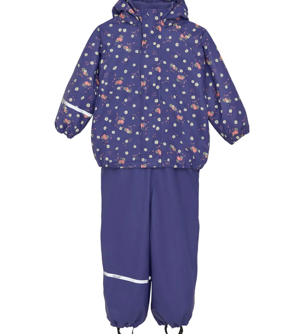 Regntøj m. Seler/Fleece - Recycle PU - Skipper Blue m. Pr|CeLaVi Clearance