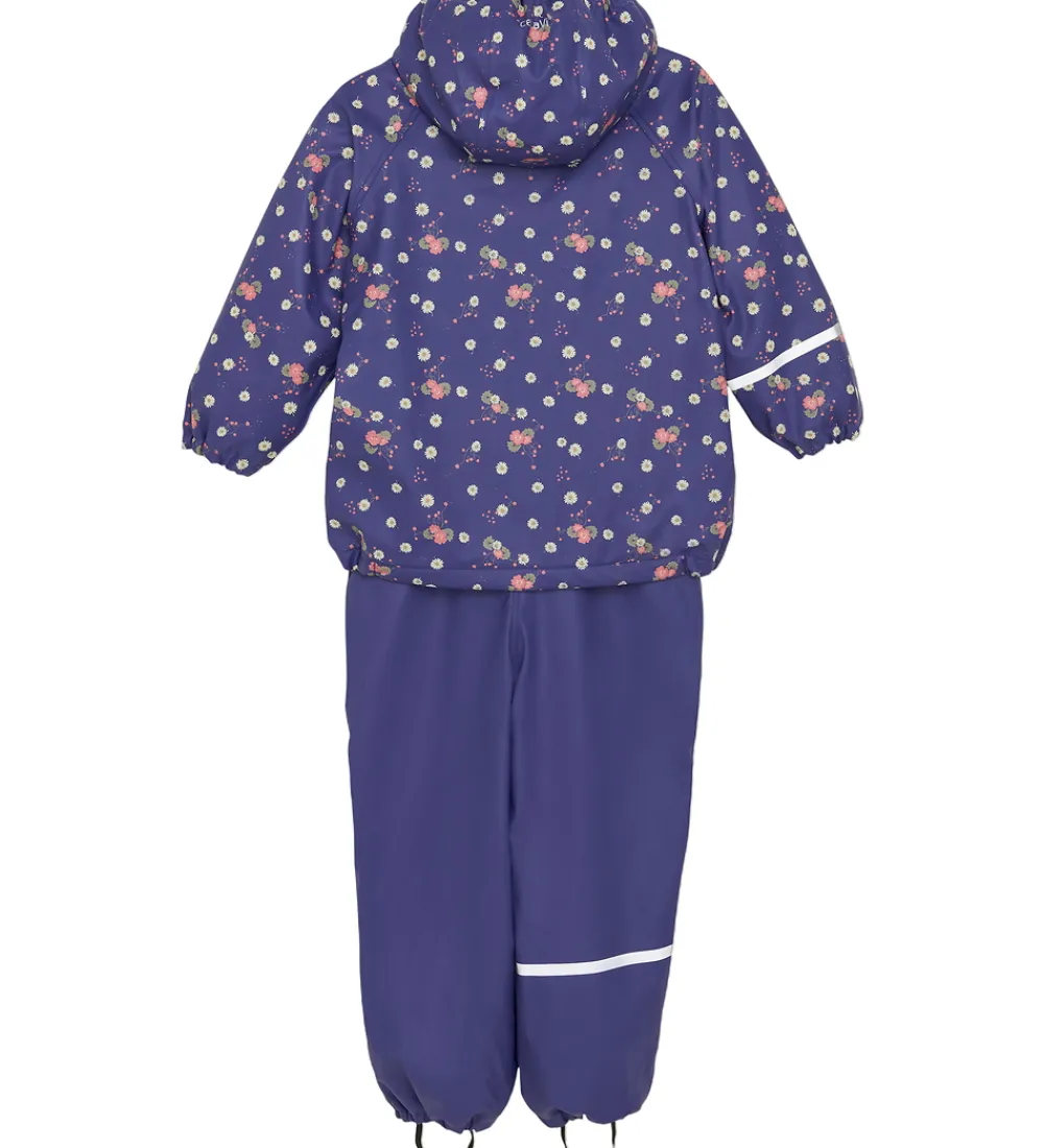 Regntøj m. Seler/Fleece - Recycle PU - Skipper Blue m. Pr|CeLaVi Clearance