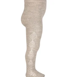 Strømpebukser m. Hulmønster - Uld/Akryl - Beige|Condor