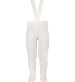 Strømpebukser m. Seler - Rib - Hvid|Condor Discount