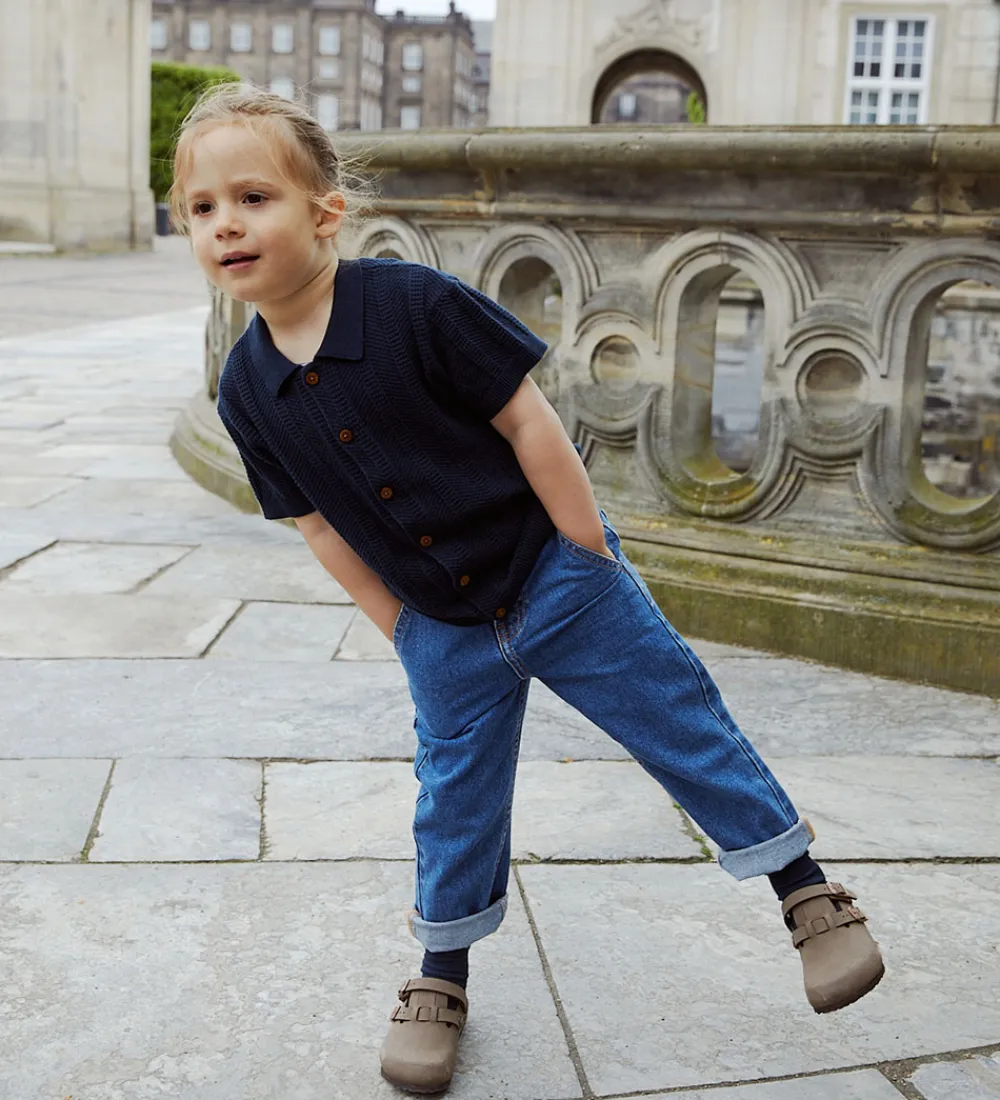 Skjorte k/æ - Strik - Navy|Copenhagen Colors Outlet