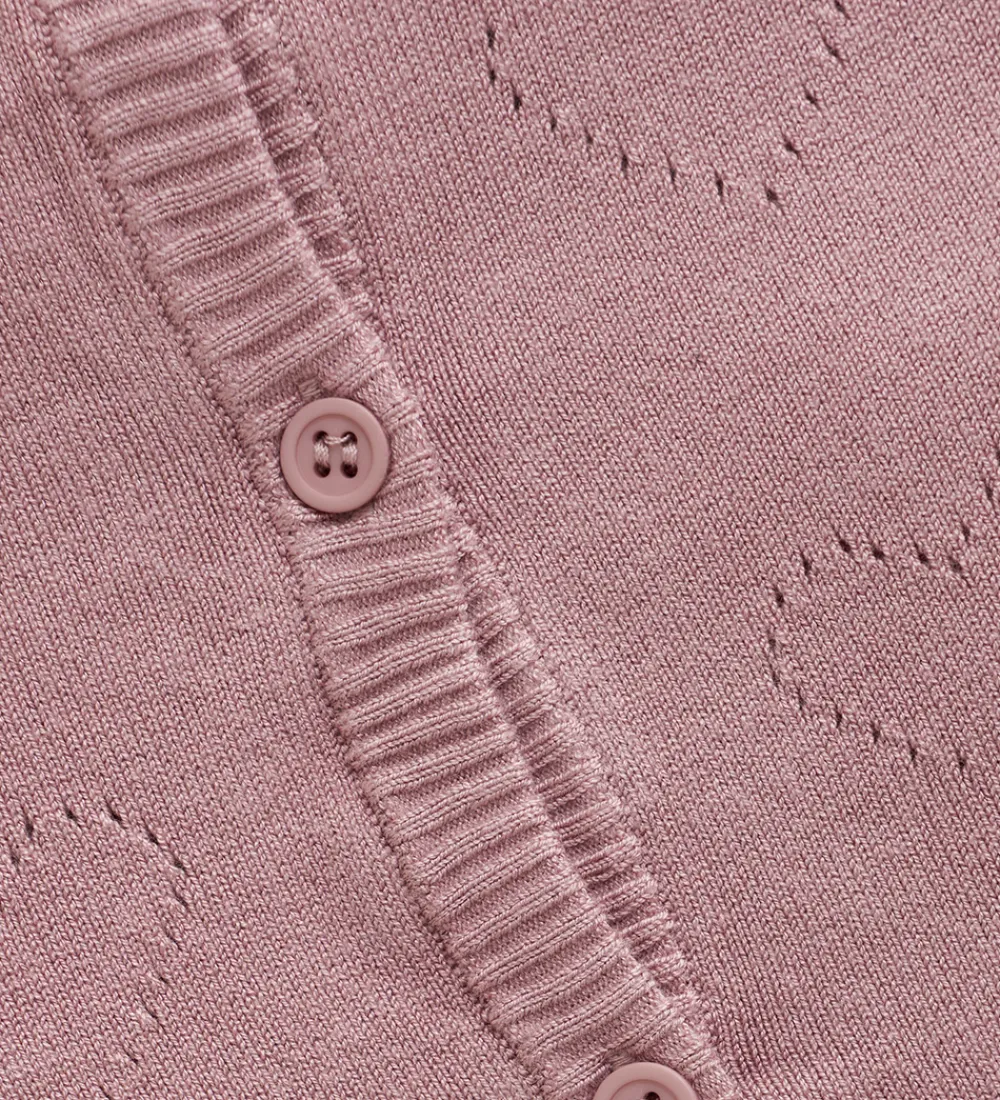Cardigan - Viskose/Nylon - Pointelle - Woodrose|Creamie Clearance
