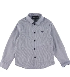 Skjorte - Navy/Hvidternet|Emporio Armani Outlet