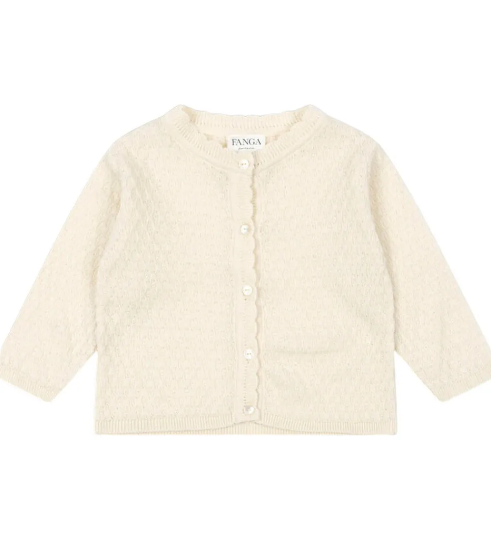 Cardigan - Strik - Venti Pointelle - Antique White|Fanga Fontana