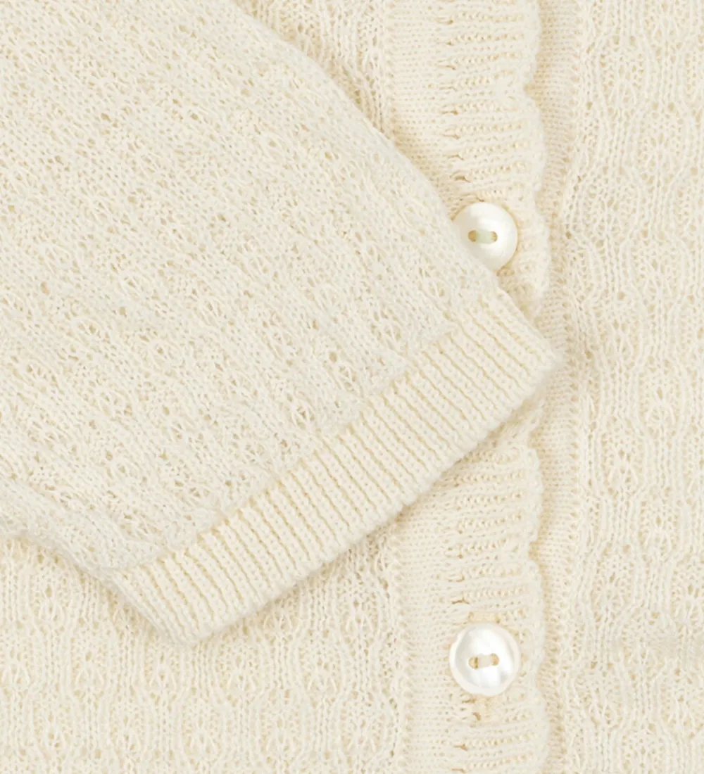 Cardigan - Strik - Venti Pointelle - Antique White|Fanga Fontana