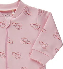 Natdragt m. Fødder - Rose m. Print|Fixoni