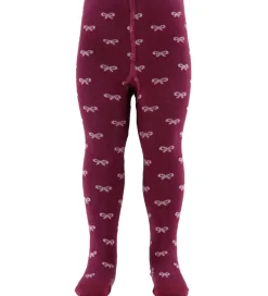 Strømpebukser - Bordeaux/Rosa m. Sløjfer|Fuzzies