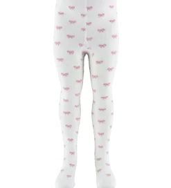 Strømpebukser - Hvid/Rosa m. Sløjfer|Fuzzies Discount