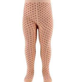 Strømpebukser - Lys Fersken m. Bordeaux Prikker|Fuzzies New