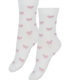 Strømper - 2-pak - Hvid/Rosa m. Sløjfer|Fuzzies Hot