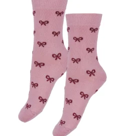 Strømper - 2-pak - Rosa/Bordeaux m. Sløjfer|Fuzzies Discount