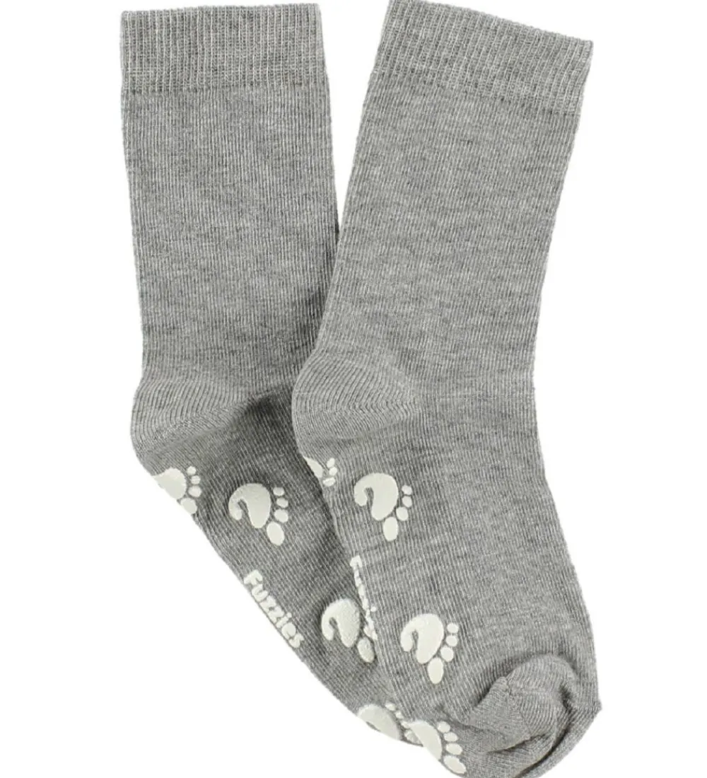 Strømper m. Antiskrid - Gråmeleret|Fuzzies Sale