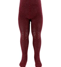 Kravlestrømpebukser - Bambus - Wine Red m. Glimmer|GoBabyGo Sale