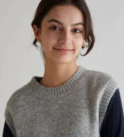 Vest - Charlotte Knit Vest - Grey Melange|Grunt Discount