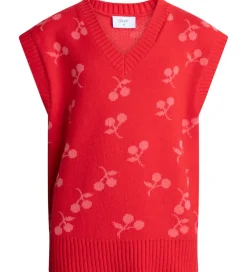 Vest - Strik - Aviana - Rød m. Kirsebær|Grunt Online