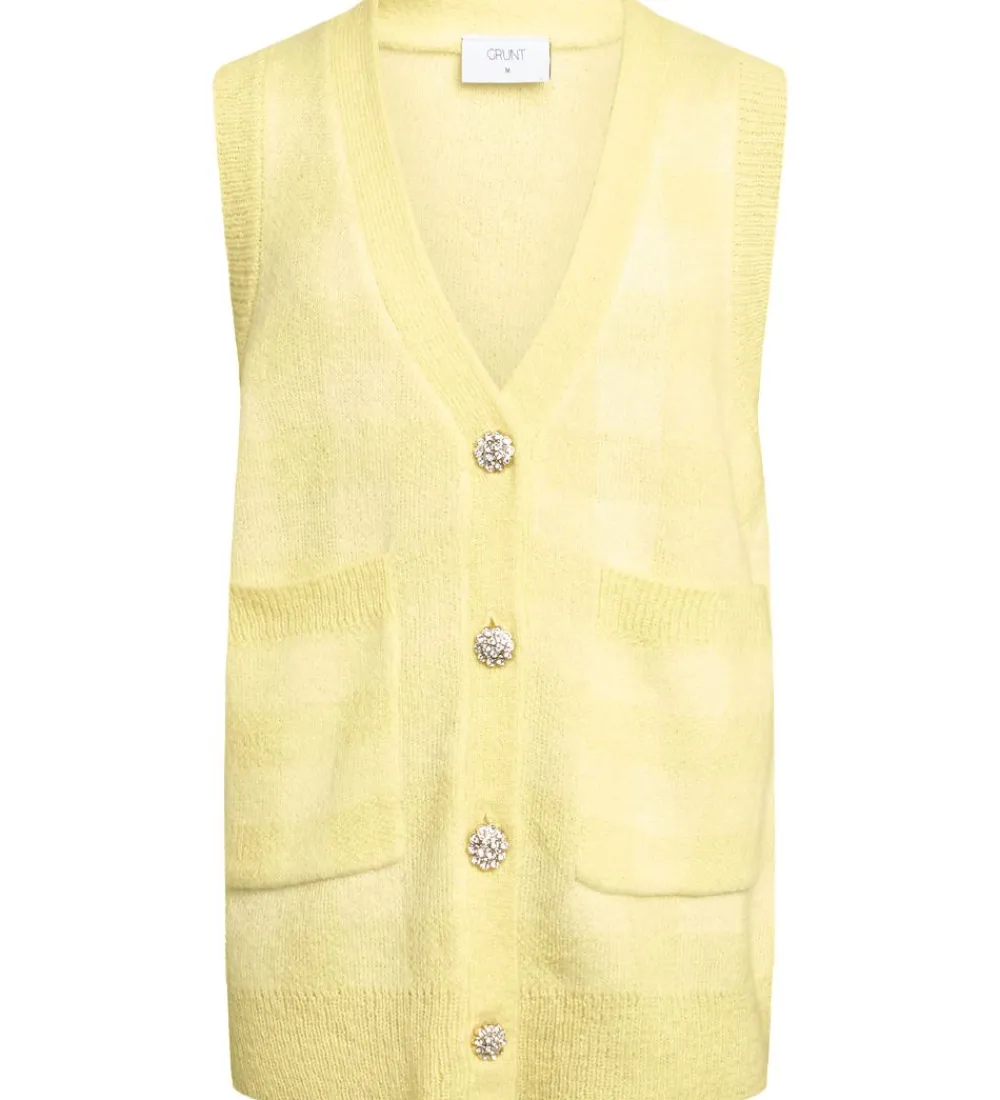 Vest - Strik - Mia - Gul m. Tern|Grunt Outlet