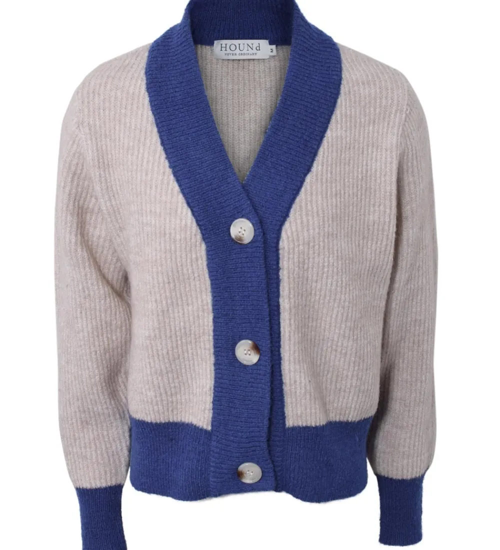 Cardigan - Strik - Rib - Cobalt Blue|Hound Sale