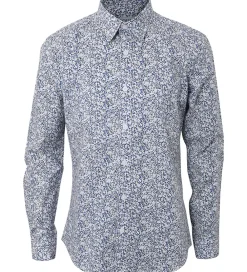 Skjorte - Hvid/Blå m. Blomster|Hound New