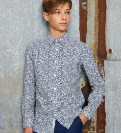 Skjorte - Hvid/Blå m. Blomster|Hound New