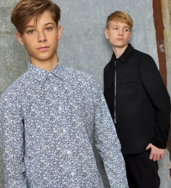 Skjorte - Hvid/Blå m. Blomster|Hound New