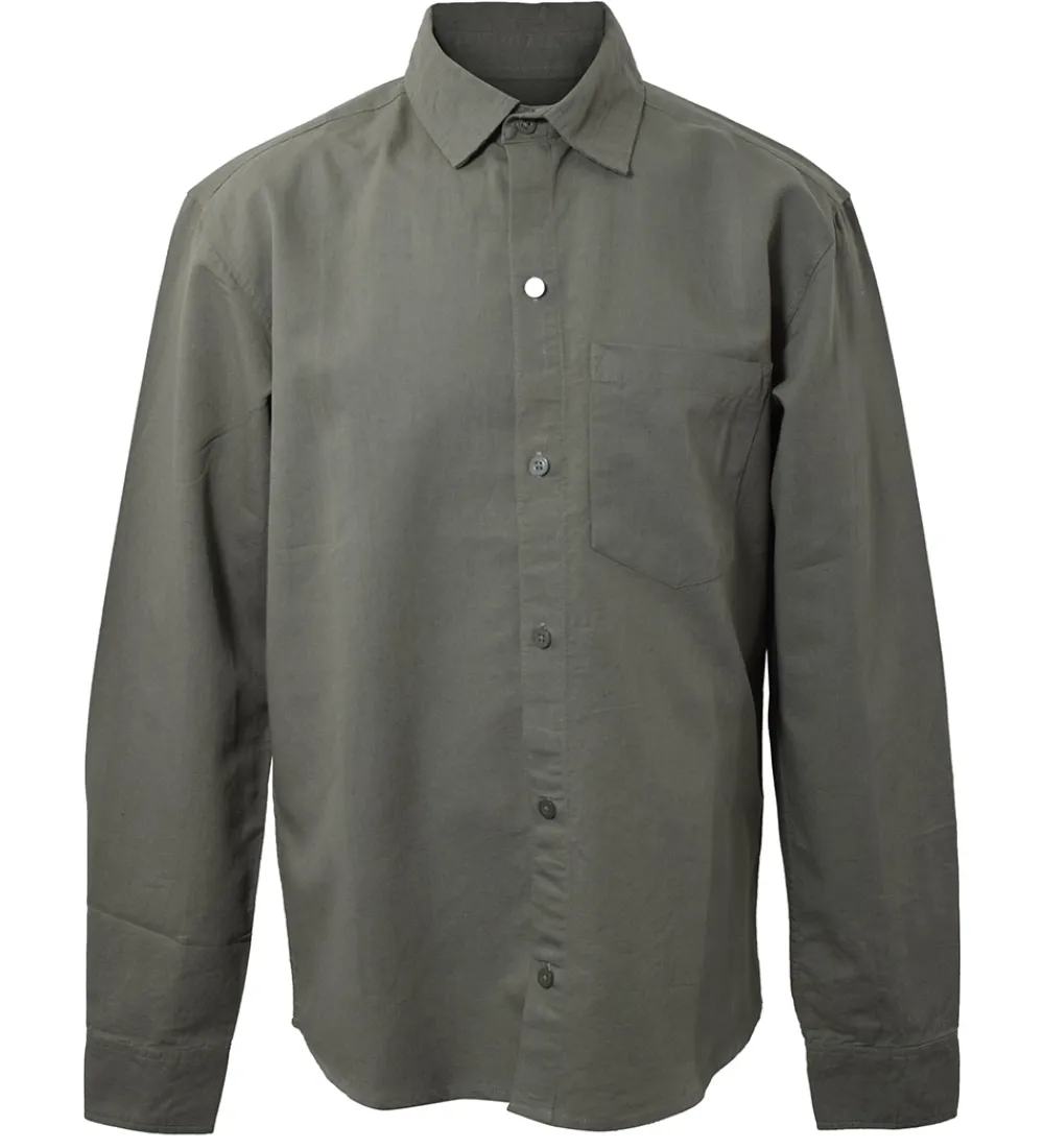 Skjorte - Linen Blend - Army|Hound Online