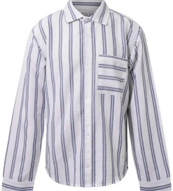 Skjorte - Linen Blend - Deep Blue/Hvid|Hound Discount