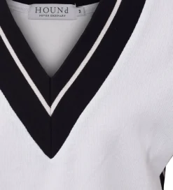 Vest - Strik - Hvid m. Navy|Hound New