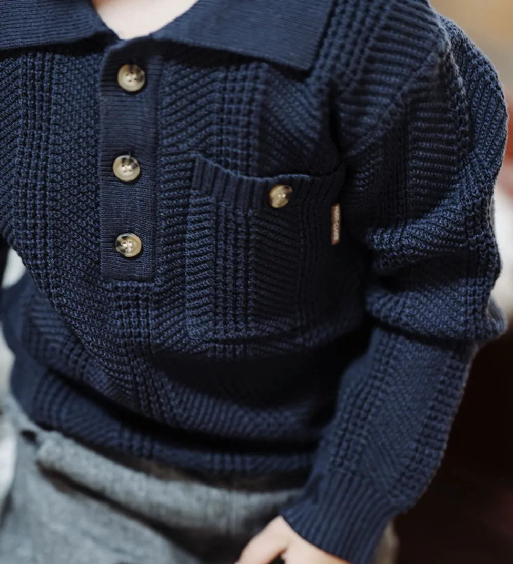 Bluse - Strik - HCPelle Structure - More Navy|Hust and Claire Hot