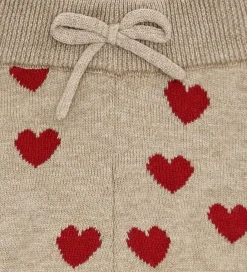 Bukser - Strik - HCLisa - Biscuit m. Hjerter|Hust and Claire