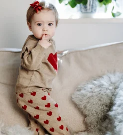 Bukser - Strik - HCLisa - Biscuit m. Hjerter|Hust and Claire