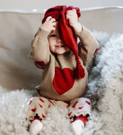 Bukser - Strik - HCLisa - Biscuit m. Hjerter|Hust and Claire