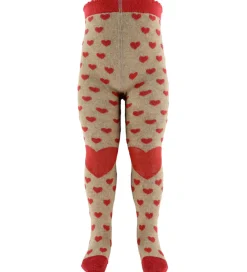 Strømpebukser - HCFrankie - Biscuit m. Hjerter|Hust and Claire Clearance