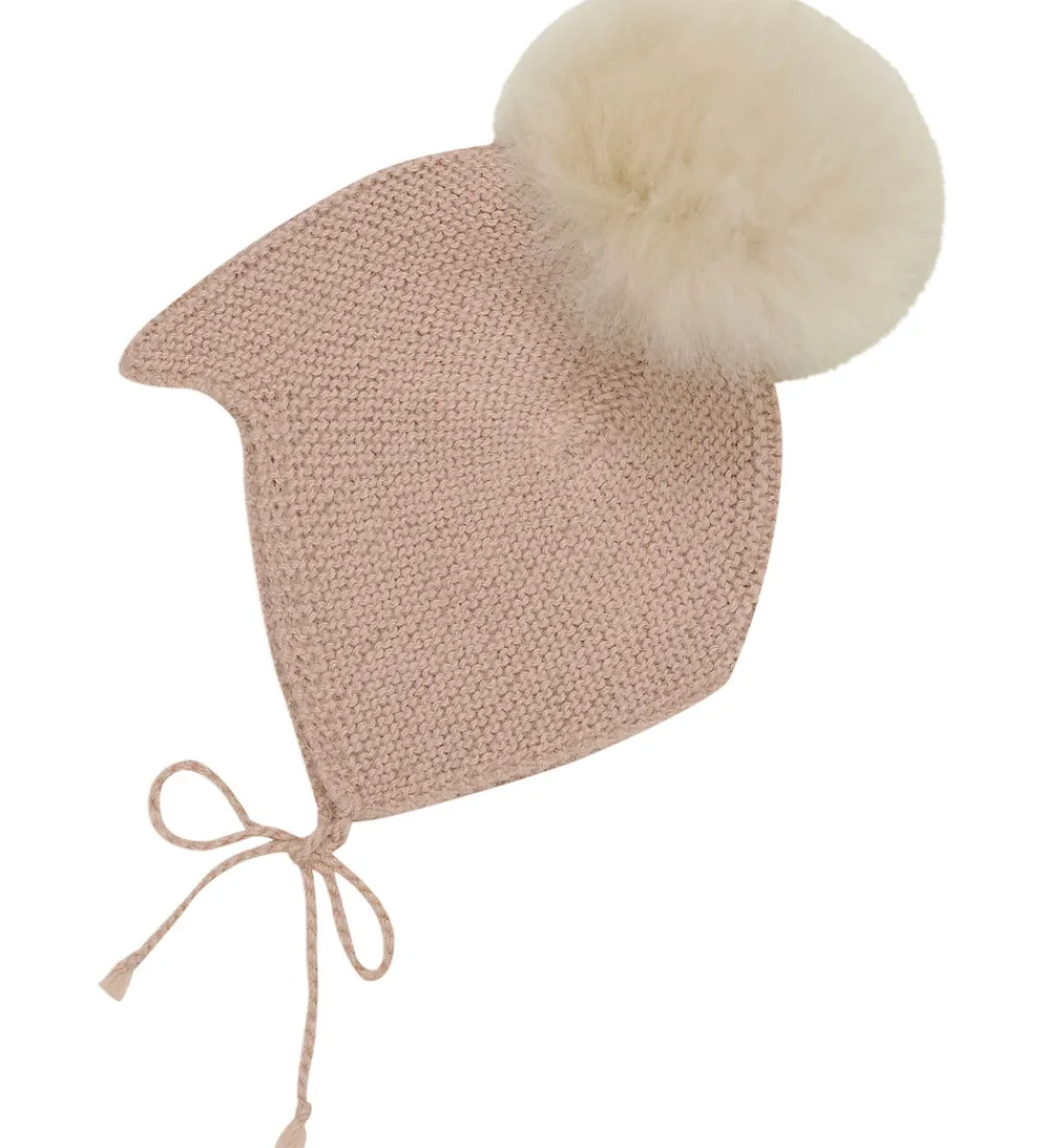 Babyhjelm m. Kvast - Alpakauld - Strik - Mahogany Ros|Huttelihut Online