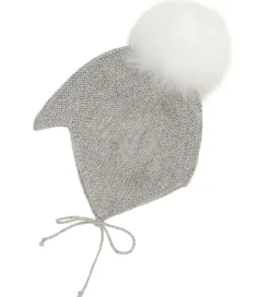 Babyhjelm m. Kvast - Alpakauld - Strik - Gråmeleret|Huttelihut Sale