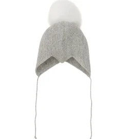 Babyhjelm m. Kvast - Alpakauld - Strik - Gråmeleret|Huttelihut Sale