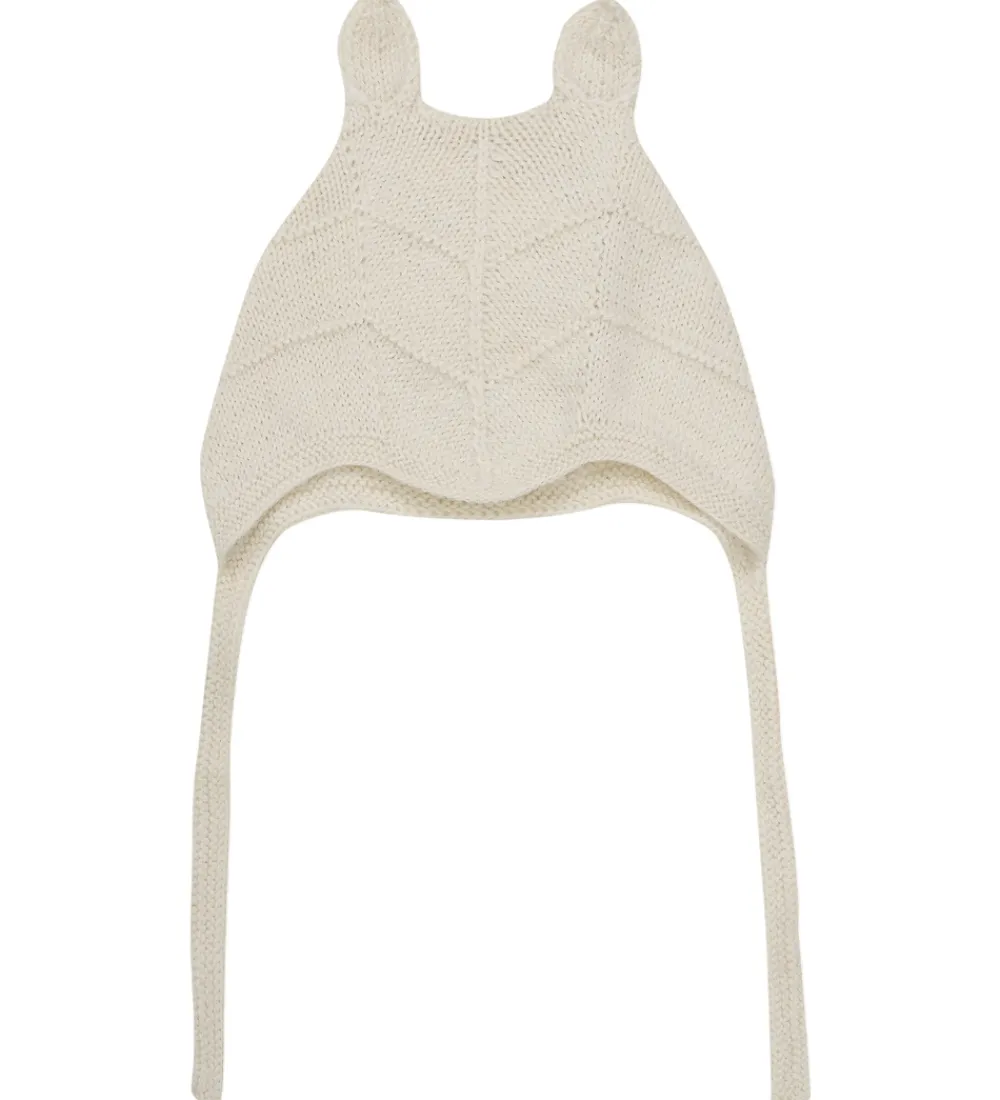 Babyhjelm m. Ører - Alpakauld - Strik - Off-white|Huttelihut Hot