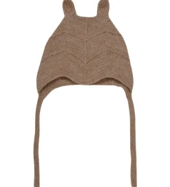 Babyhjelm m. Ører - Alpakauld - Strik - Camel Melange|Huttelihut Outlet