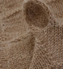 Babyhjelm m. Ører - Alpakauld - Strik - Camel Melange|Huttelihut Outlet