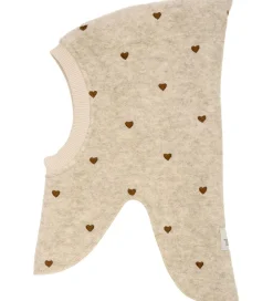 Elefanthue - Uld - 2-lags - Sand Melange m. Hjerter|Huttelihut